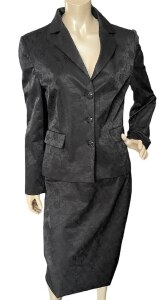 Eastex Black Trouser Suit with Bead Detail - Size 18