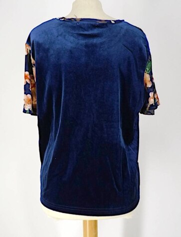 Zara Trafaluc Floral Velvet Top Multi-coloured Size: S