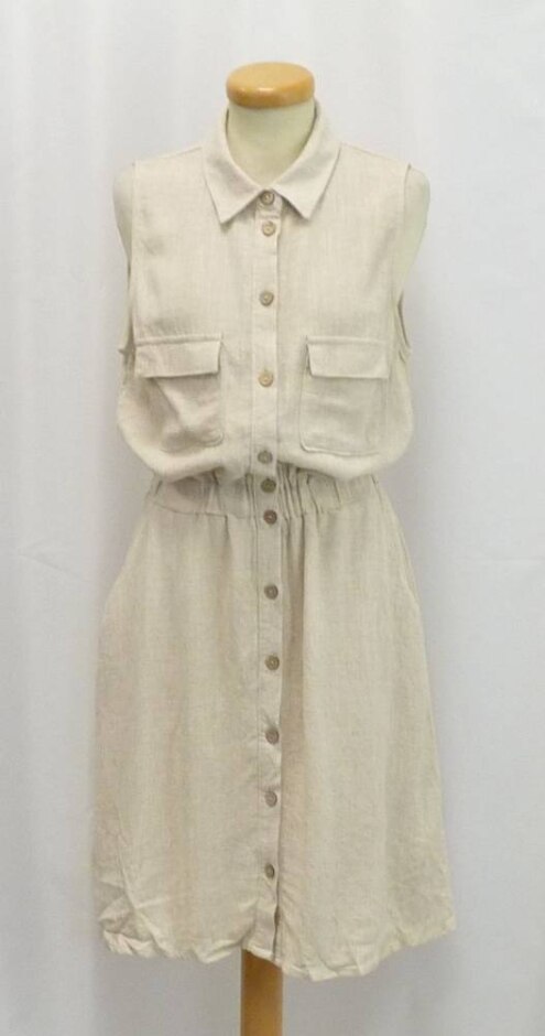 Bnwt Apricot Sleeveless Shirt-waist Dress Light Beige Size: 8