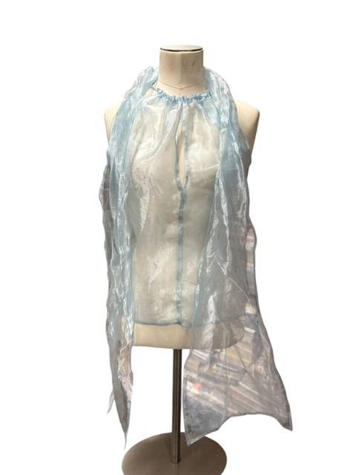 Alexa Chung Gauze Pussy Bow Top Blue Size: 8