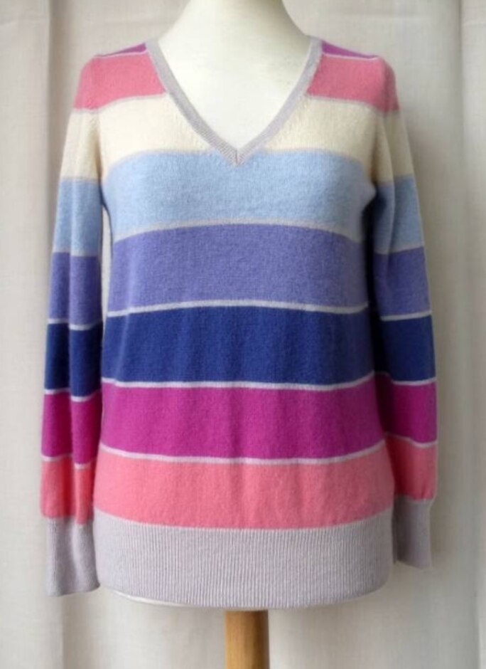 M&s Woman Pure Cashmere V-neck Jumper Multi Size: 10