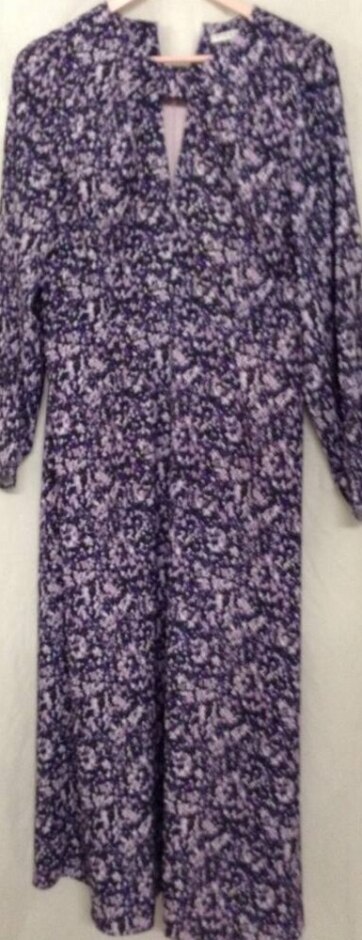 Fig & Basil Long Sleeved Dress Purple/lilac Size: 14