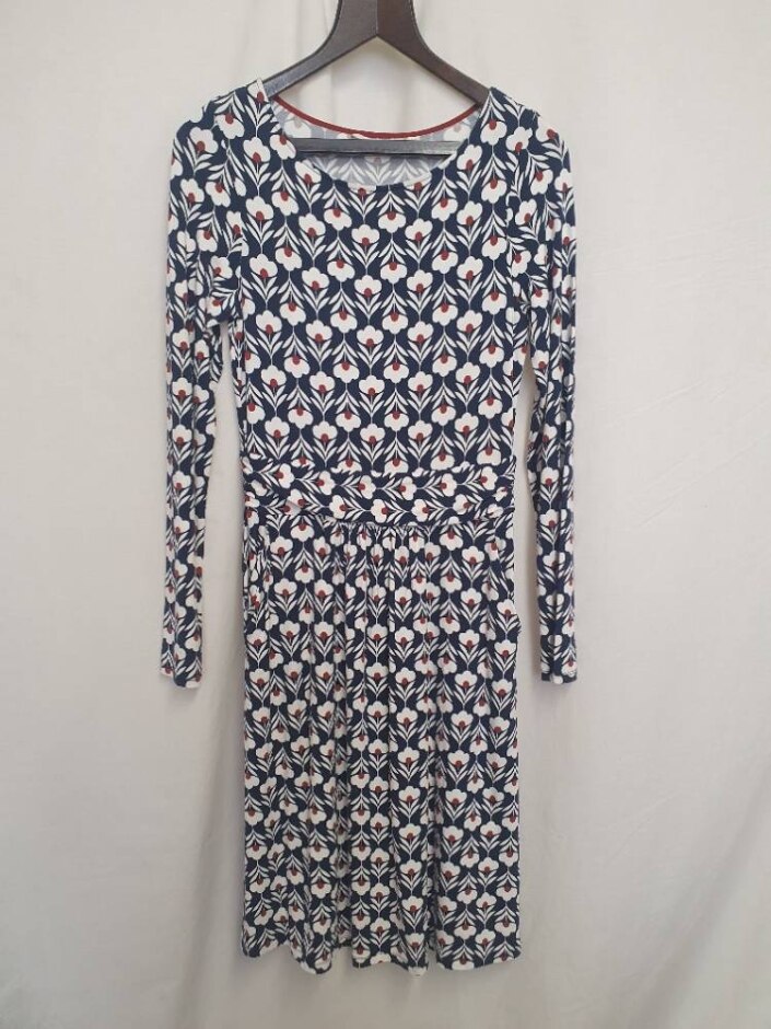 Boden Floral Jersey Midi Dress Blue Mix Size: 8
