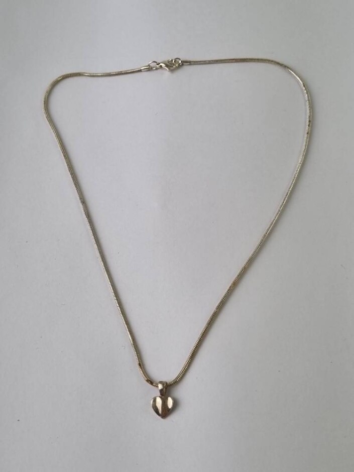 925 Sterling Silver Pendant Necklace 40cm Heart Shape