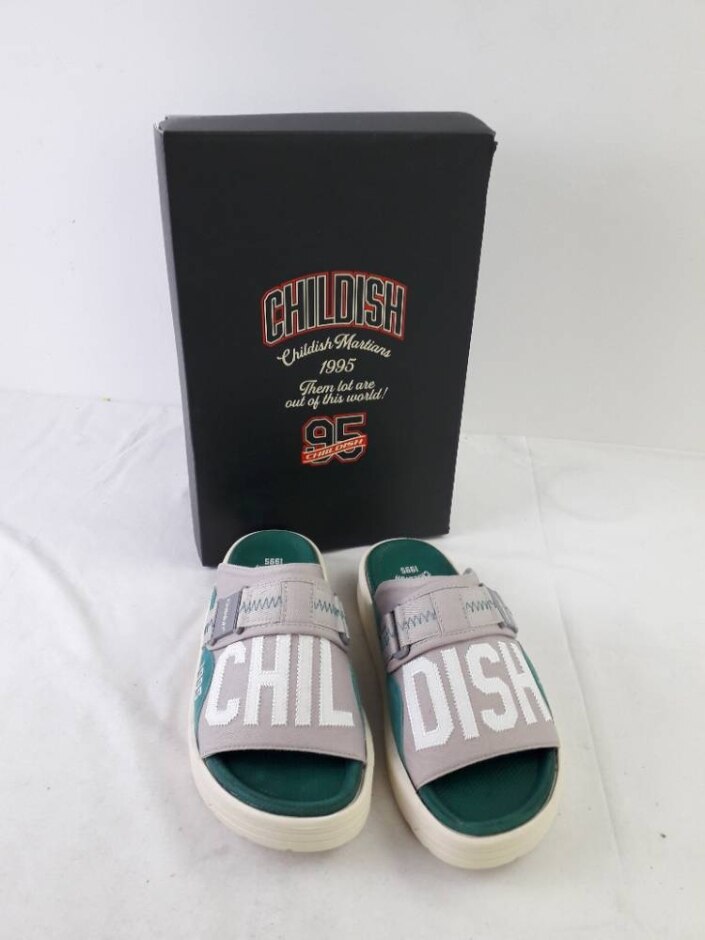 Childish 1995 Campus Sliders And Stickers Size 5 Grey/green Like New