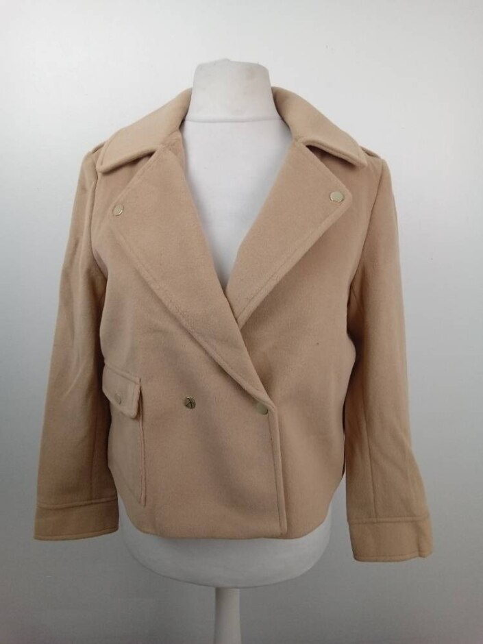 Sosandar Relaxed Biker Jacket Taupe New Size: 16