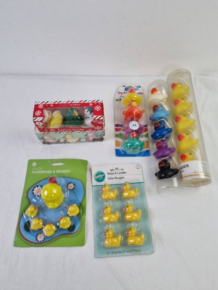 7pcs Rubber Duck Bundle Duck Bath Bombs Duck Shaped Candles Duck Rubbers & Sharpener & More