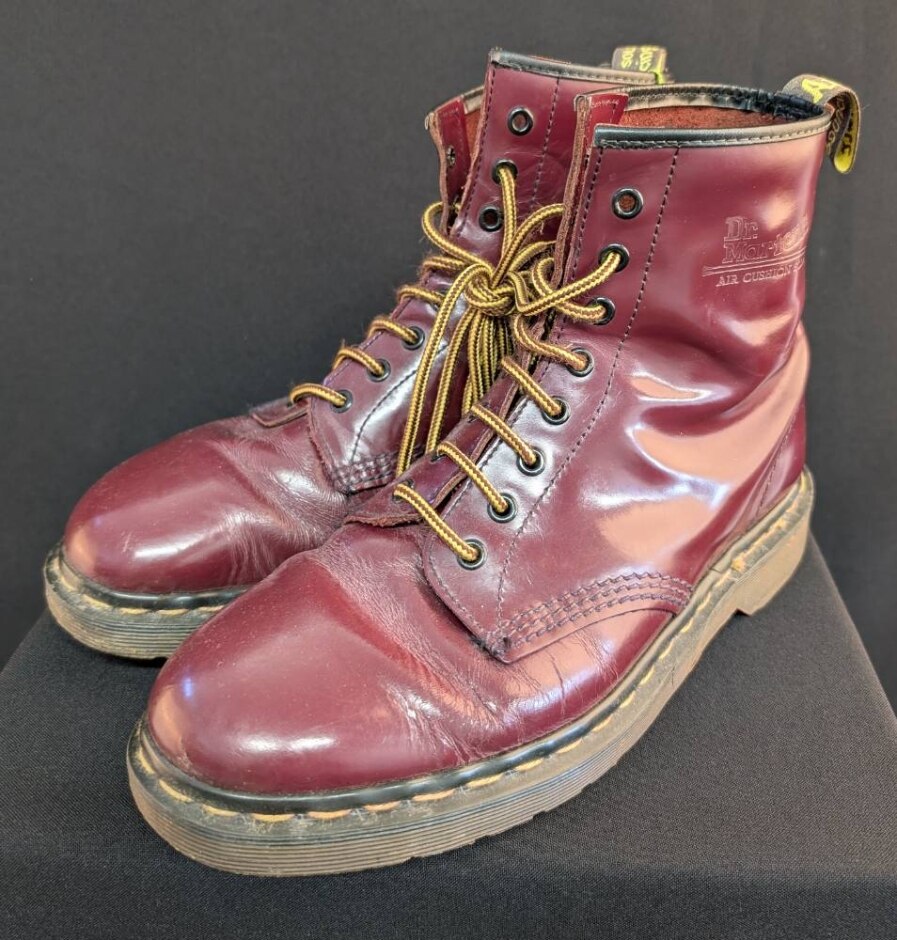 Dr. Martens Burgundy Leather Boots Air Cushion Soles