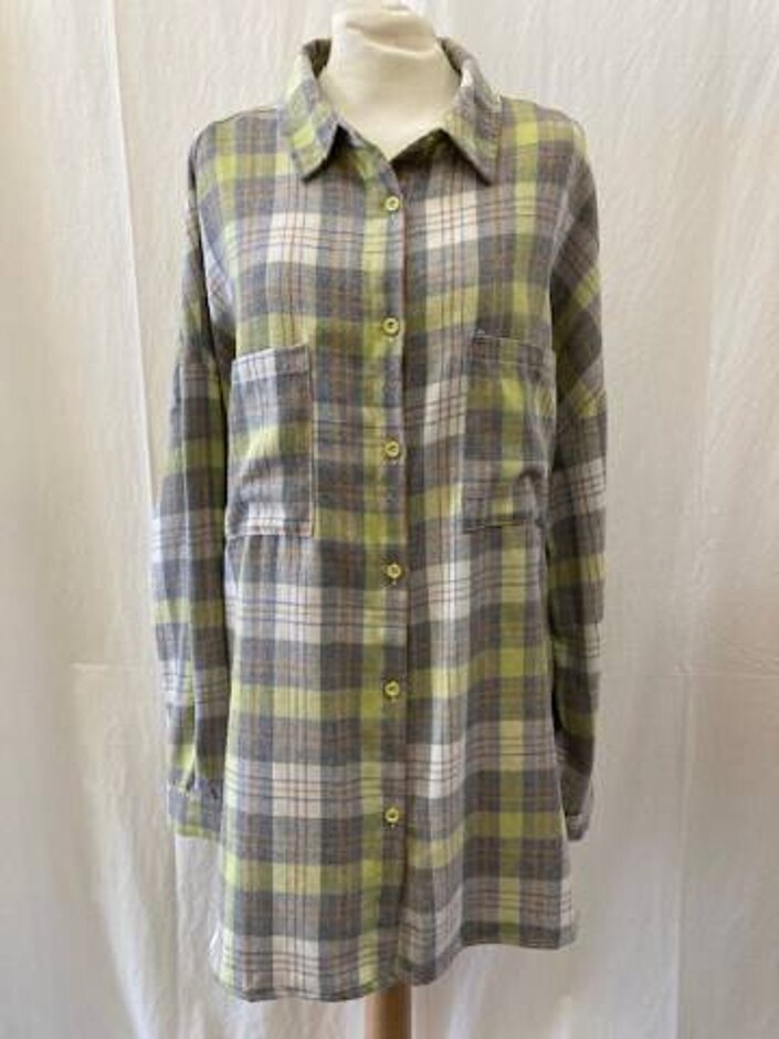 Nasty Gal Check Shirt Lime/cream Size: 10