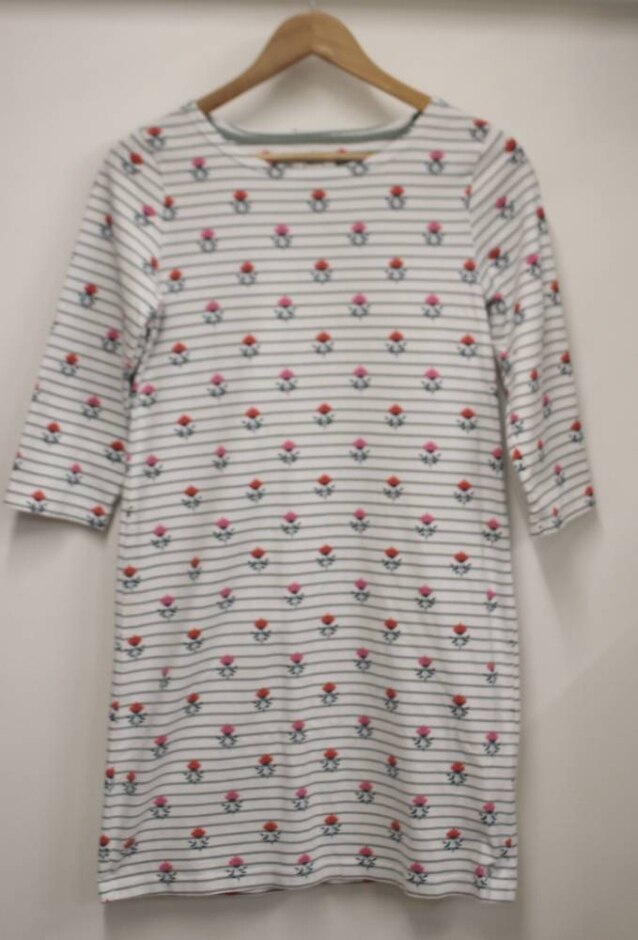 Joules 3/4 Sleeved Jersey Dress White Size: 10