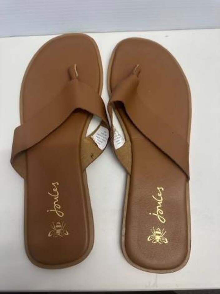 Joules Ladies Hana Leather Sandals -tan- Size Uk 8