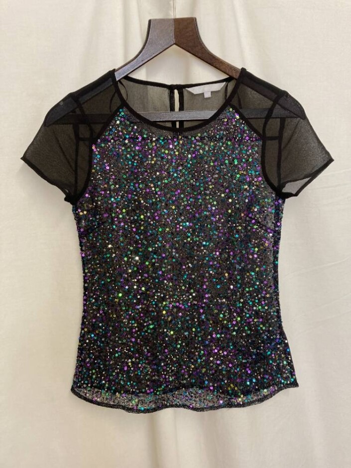 Red Herring Semi-sheer Sparkle Top Black Size: 8
