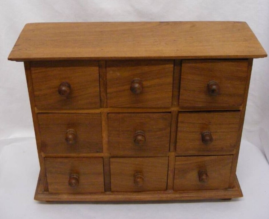 Heavy Indian Wooden Spice Drawer Cabinet