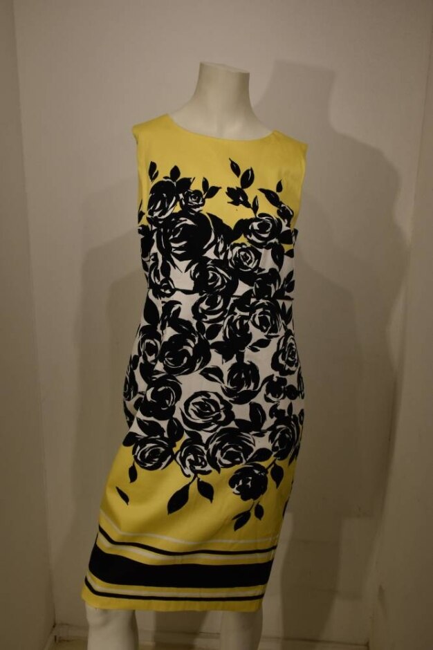 The Collection Debenhams Sleeveless Shift Dress Yellow & Black Size: 12