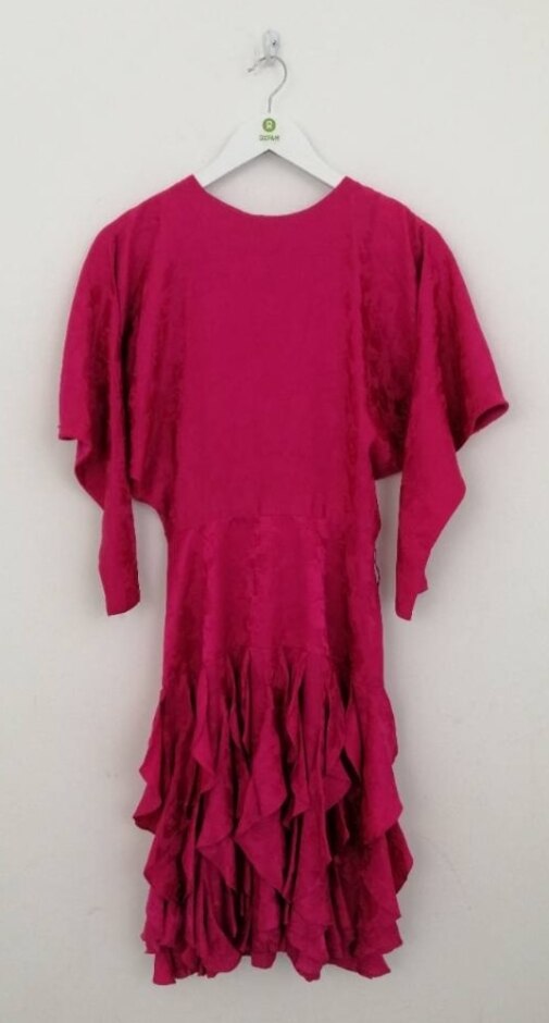 Spencer Jeremy Ruffle Dress Floral Roses Long Sleeve Zip Pink Size: 6
