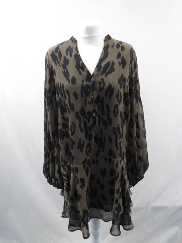 Mint Velvet Animal Print Midi Shirt-dress Brown Size: 12