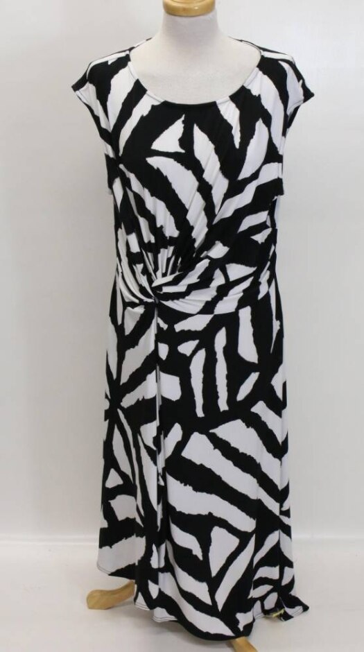 Joanna Hope Bnwt Short Sleeve Maxi Dress Black/white Size: 20