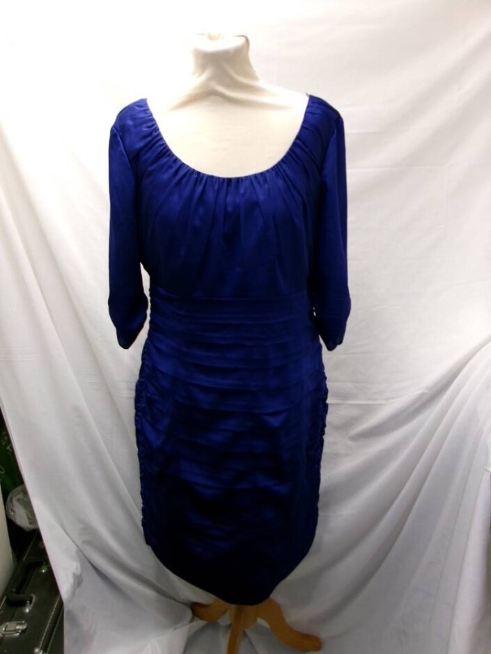 Coast Boat Neck Ruched Dress Electric Blue Size: 16