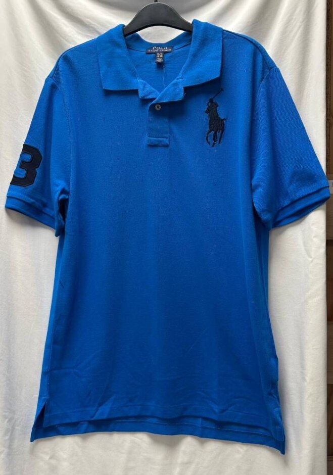 Polo Ralph Lauren Custom Slim Fit Big Pony Mesh Polo Shirt Blue Size: Xl