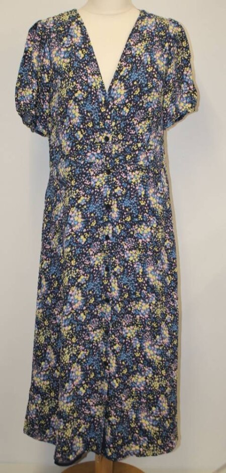 Crew Clothing Company Short Sleeved Tea Dress Multicoloured Size: 14