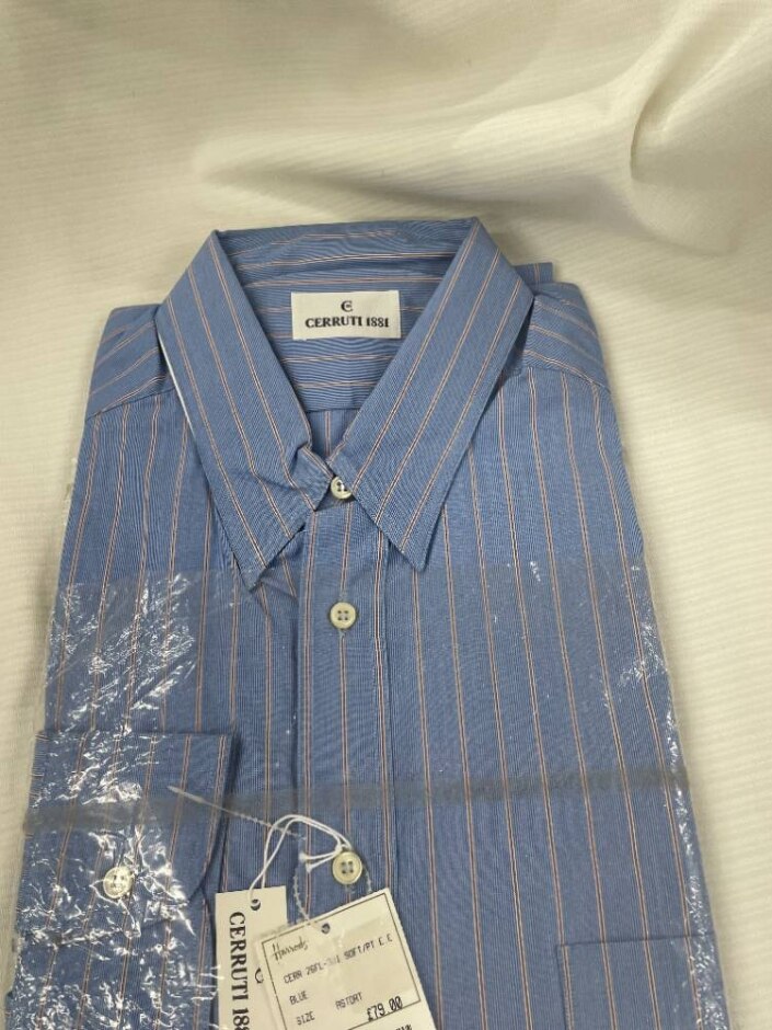 Bnwt Cerruti 1881 Shirt Blue/red/white Size: 17" Collar