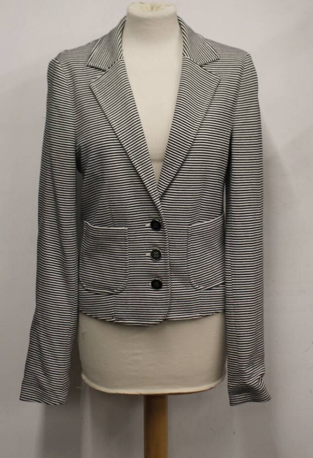 Long Tall Sally Stripey Jersey Blazer Black And White Size: 10