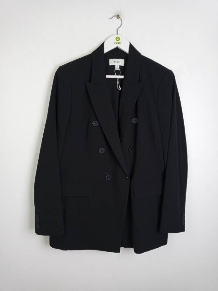 M&s Nwot Women's Double Breasted Blazer Black Size: 18