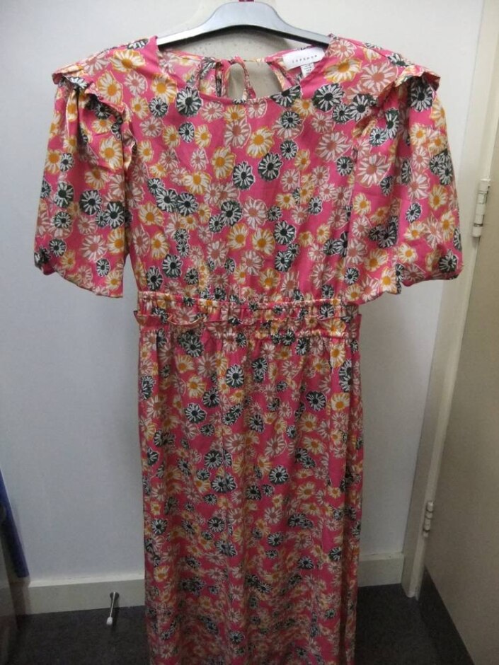 Topshop Short-sleeved Dress Pink Mix Size: 10