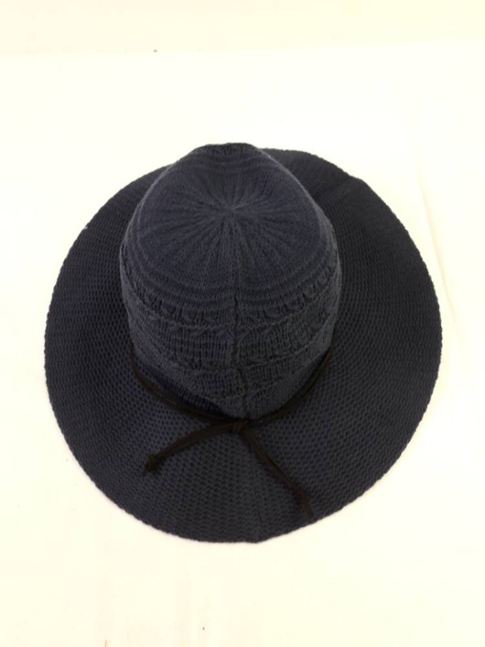 M&s Woven Cotton Rich Bucket Hat Navy Blue Bow Detail Size S-m