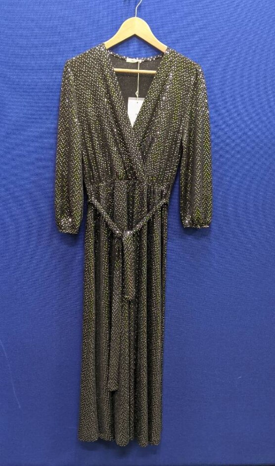 Senes Sparkly Full Length Dress Black Size: M