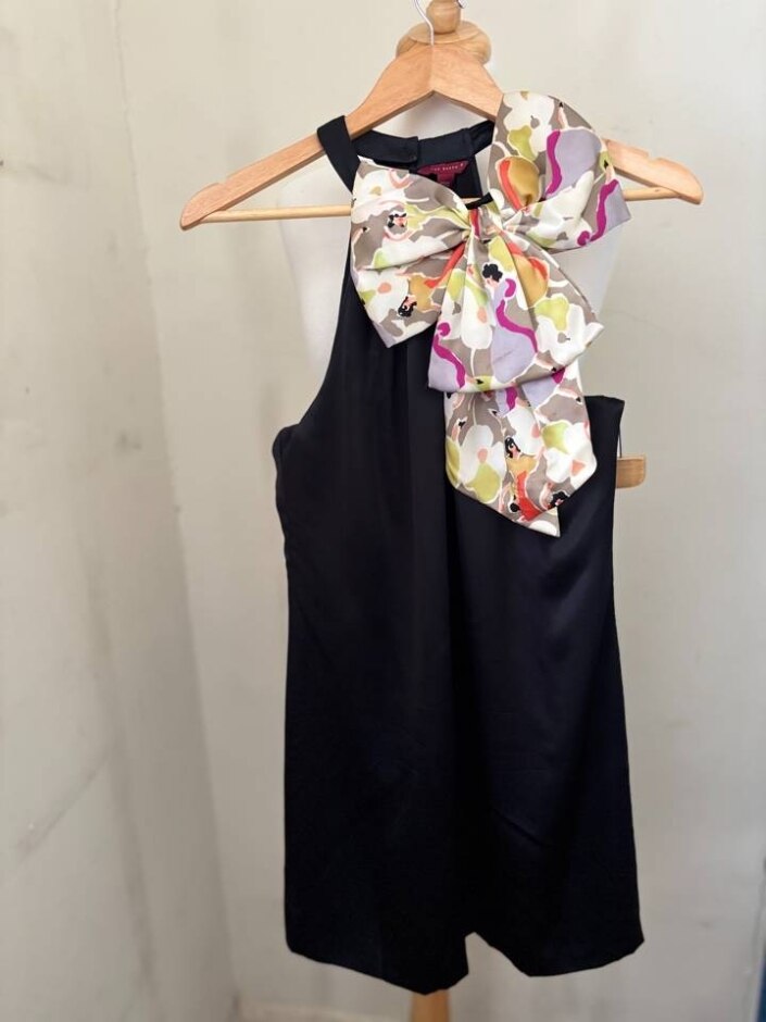 Ted Baker Women Dress 100% Silk Black Size: S