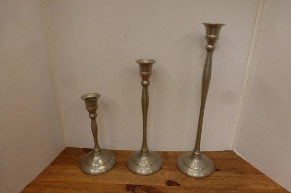 Collection Of 3 Candle Holders 12" 9.5" 6.5