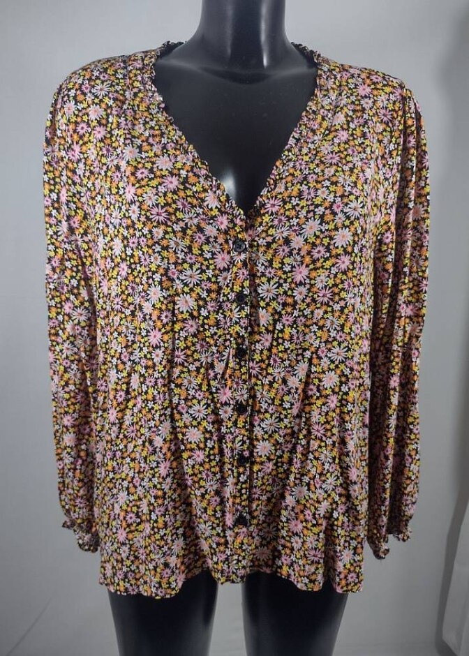 John Lewis Floral Blouse Multi Size: 14