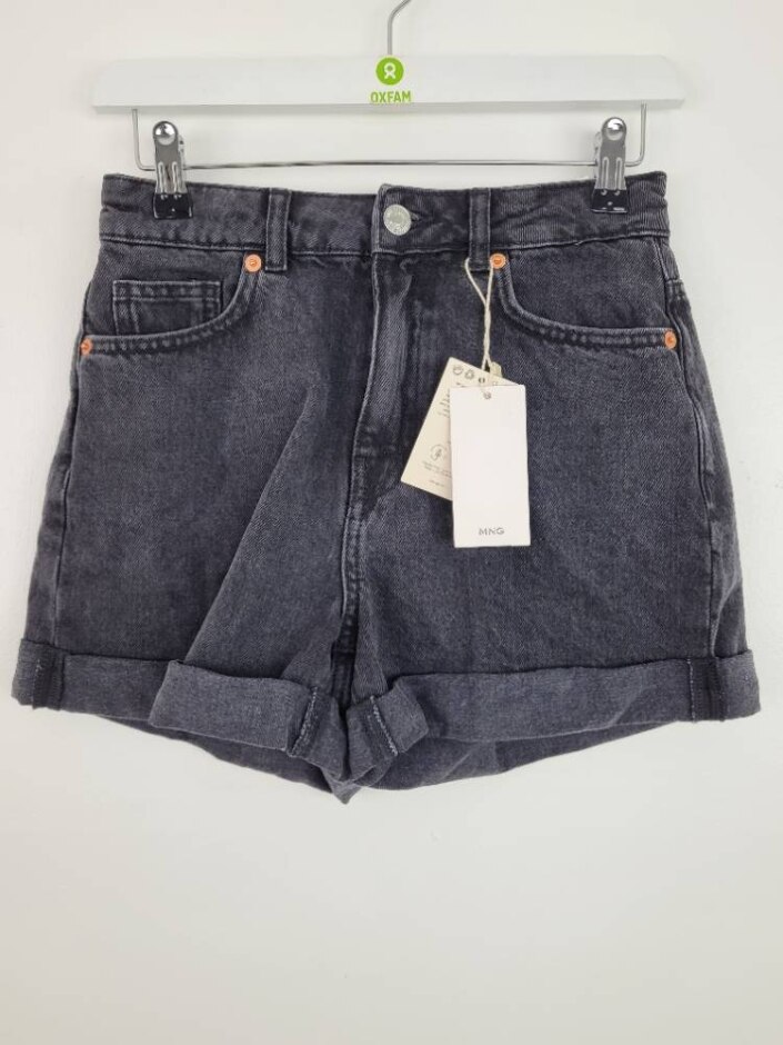 Mng Denim Mom Cotton Denim Shorts Black Size: 6