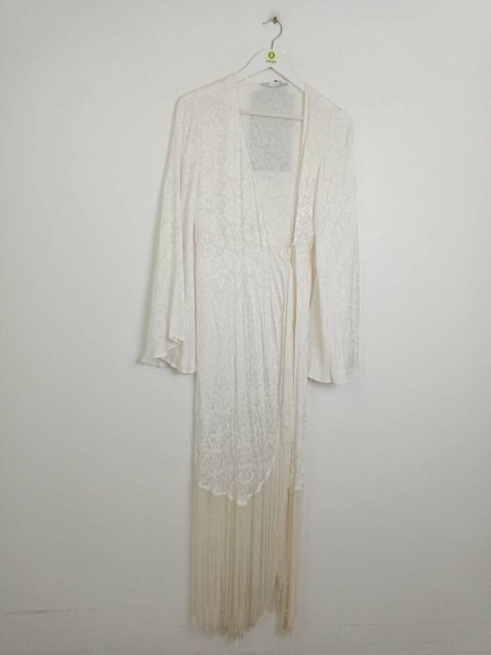 Asos Bridal Fringe Wrap Wedding Dress Size 10 Ivory Bnwt