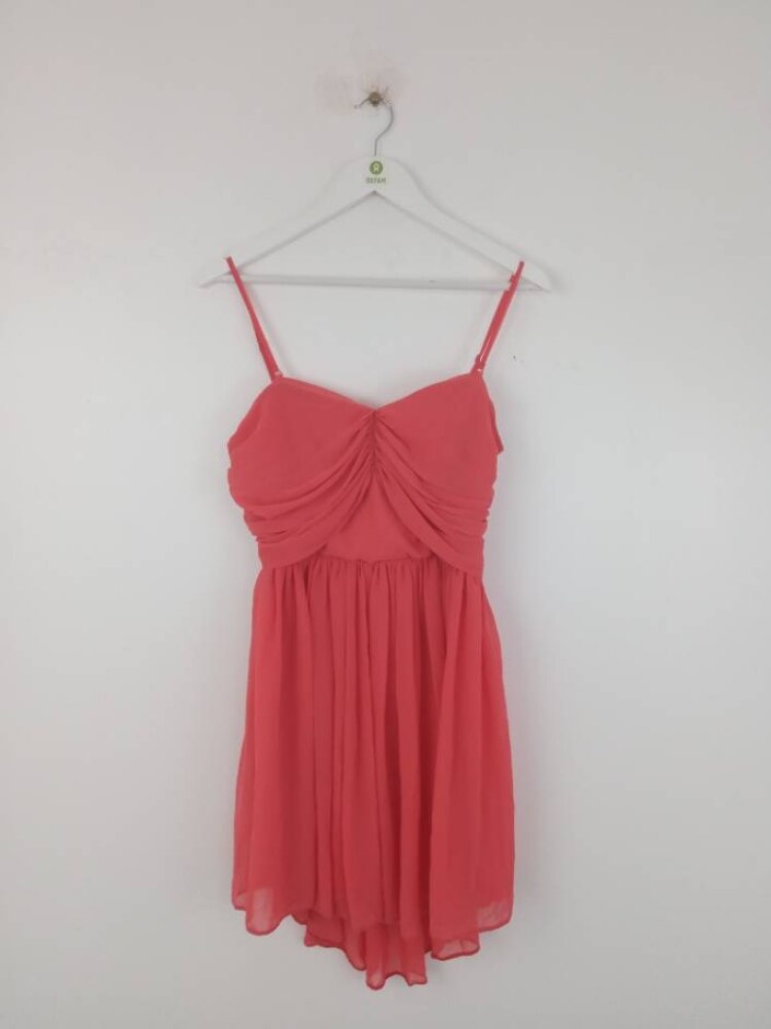 Asos New Women's Ruched Sleeveless Mini Dress Coral Size: 14