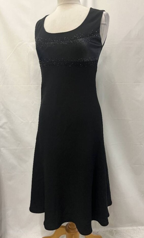 Vintage Evan Picone Beaded Chest Midi Dress Black Size: 12