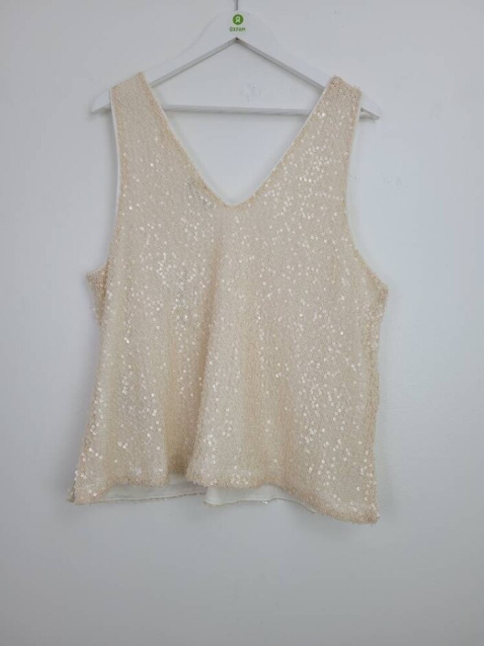 M&s Marks & Spencer Sequin V-neck Cami Top Pink Size: 20