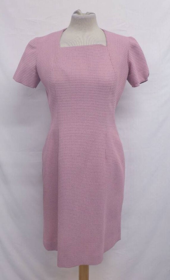Elmorlene Vintage Waffle Stitch Empire Dress Candyfloss Pink Size: S