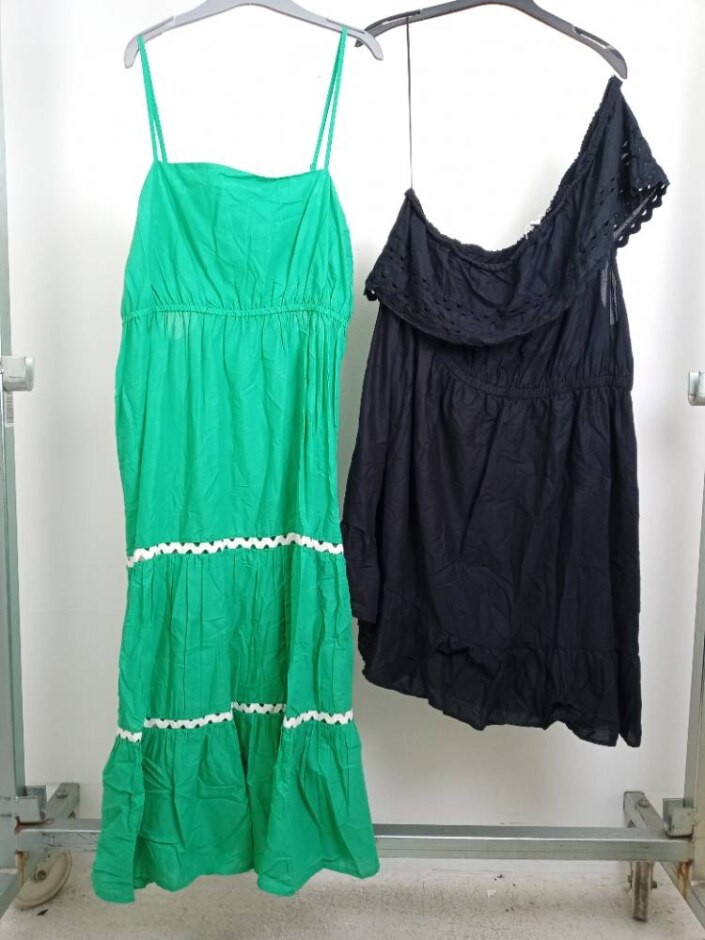 M&s Marks & Spencer 2x Bundle Summer Dresses Green Black Size: 22