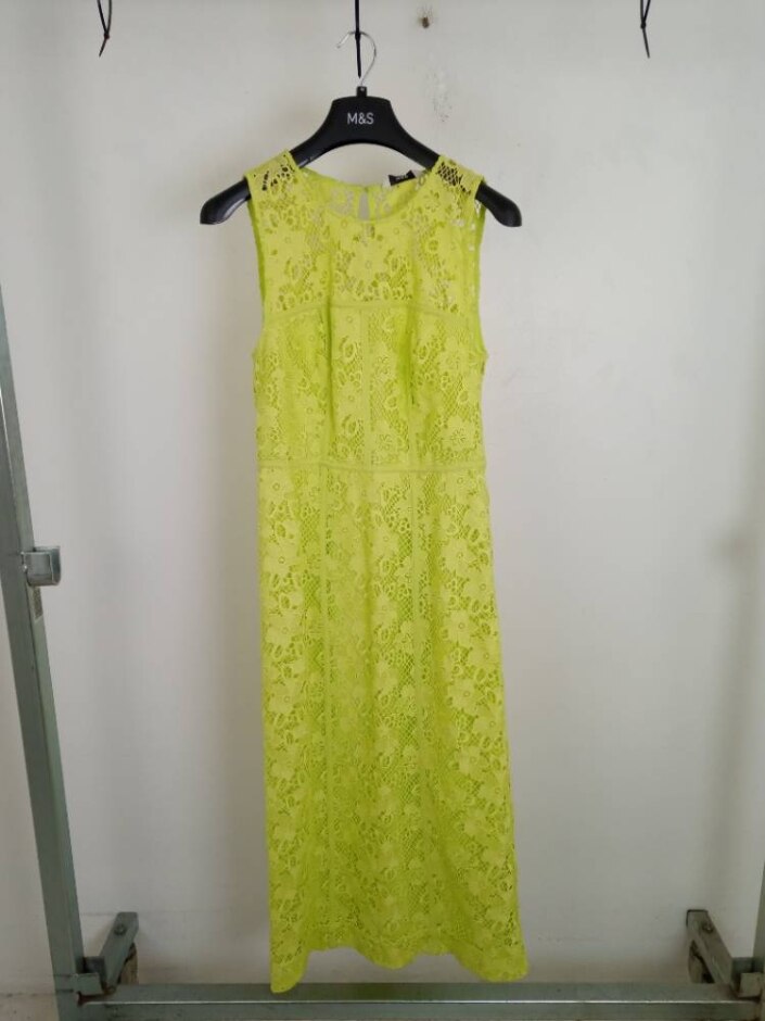 M&s  Lace Lined Slip Dress  Green  Size: 10