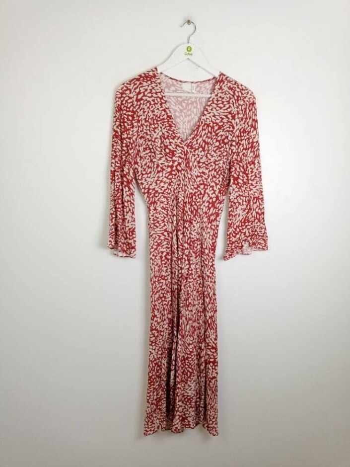 Fresha Long Sleeve V-neck Dress Red/cream Size: S