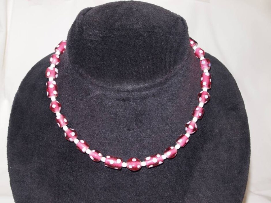 Pink Glass Bead Necklace