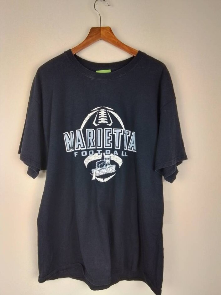 Vtg Marietta College Football Shirt Blue Size: Xl