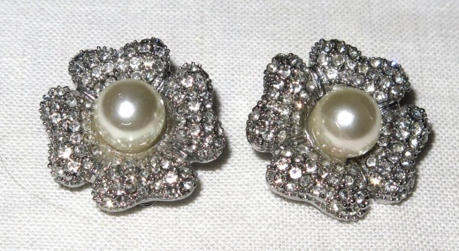 Vintage 2 Sets Of Clip-on Bejewelled Earrings