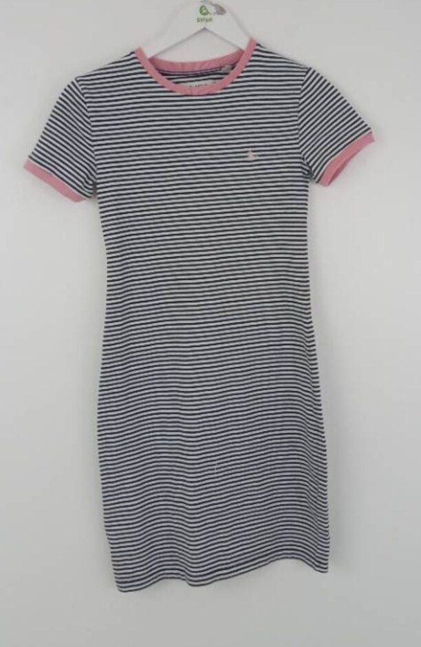 Jack Wills New Women's Striped Ringer Dress Rrp £34.99 Black Mix Size: 8