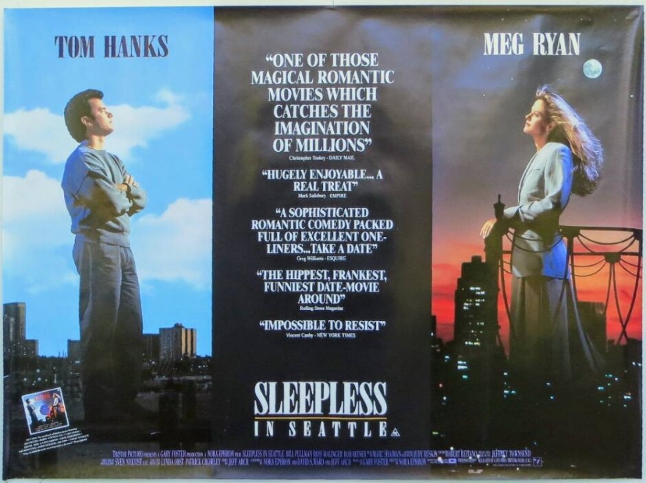 Sleepless In Seattle (1993) Tom Hanks/meg Ryan - Original Uk Quad Poster *rolled Exshop New Stock*