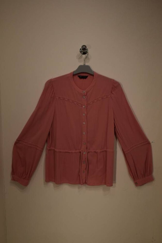 M&s Collection Tie Waisted Peplum Top Dusky Pink Size: 14