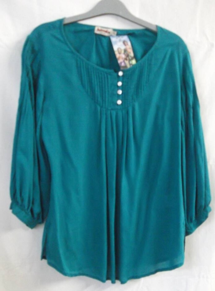 Fabindia Smock Style Long Sleeve Top Blue Size: M