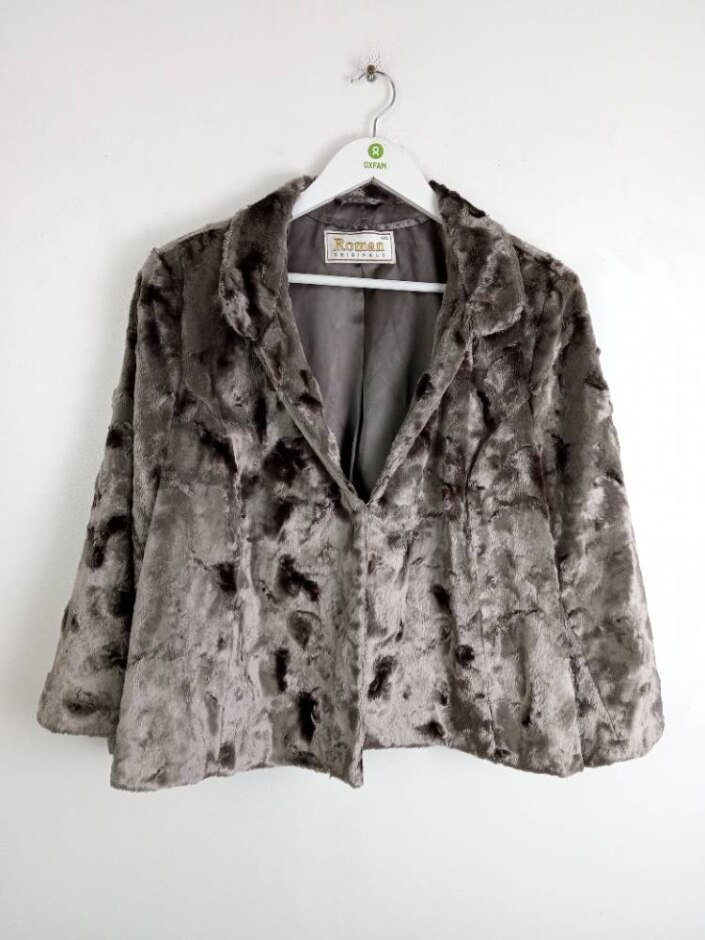 Roman Originals Women's Faux Fur Blazer Jacket Brown Mix Size: Xxl